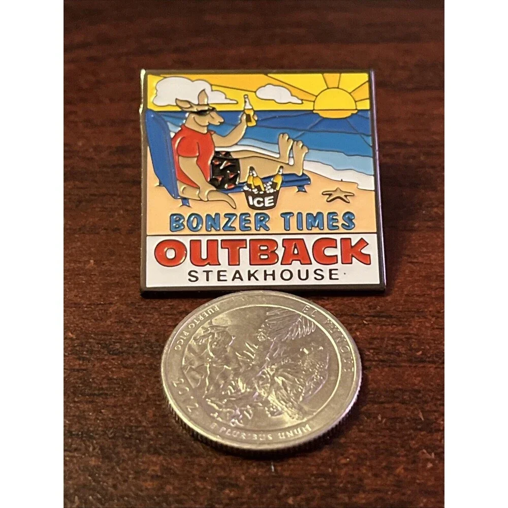 Outback Steakhouse Bonzer Times Kangaroo Beach Ice‎ Cold Beer Lapel Hat Pin